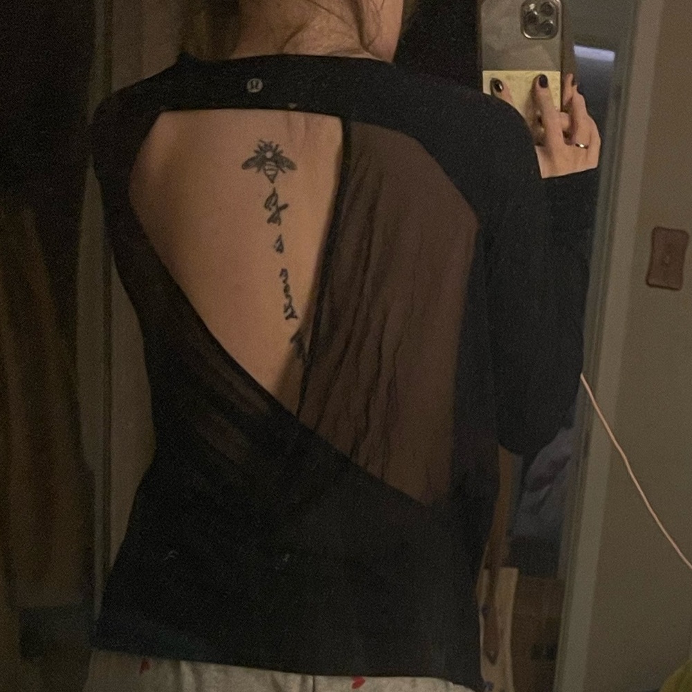 lululemon long sleeve mesh open back top